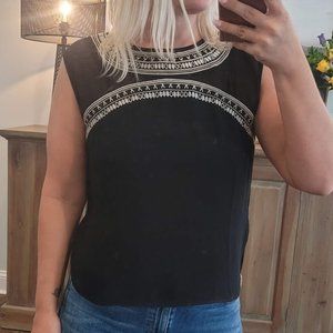 Jealous Tomato Sheer Black Blouse with Metallic Embroidery